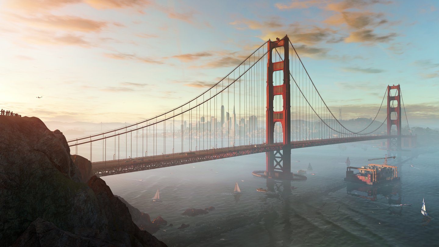 Watch Dogs 2San Francisco hat im Vergleich zu Chicago aus dem Vorgänger zahlreiche markante Sehenswürdigkeiten zu bieten - darunter die Golden Gate Bridge.