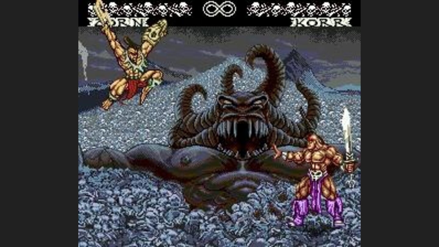 Another impressive scenery with a giant demon head as background