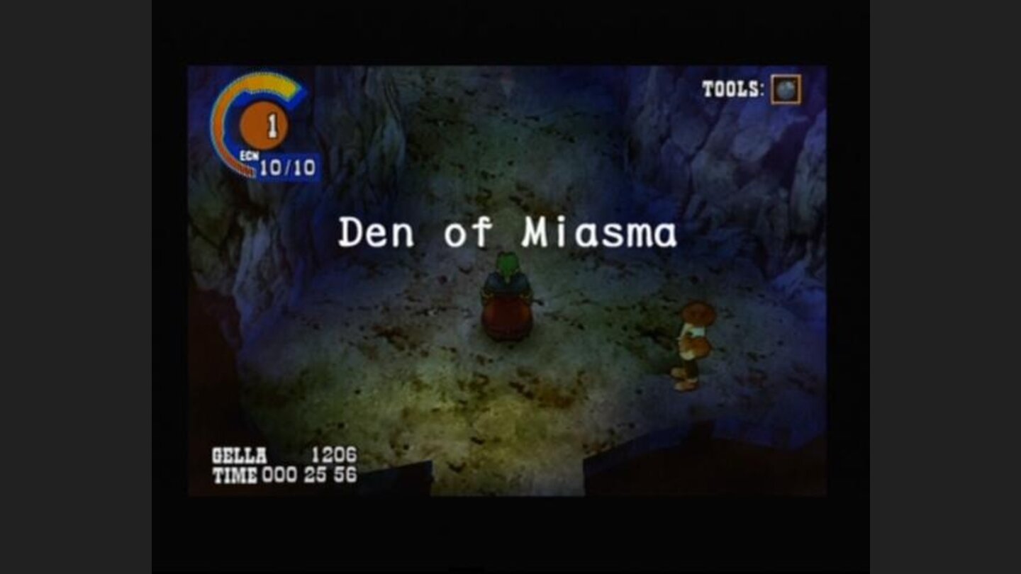 Entering Den of Miasma (first time entering a town or dungeon, it always shows)