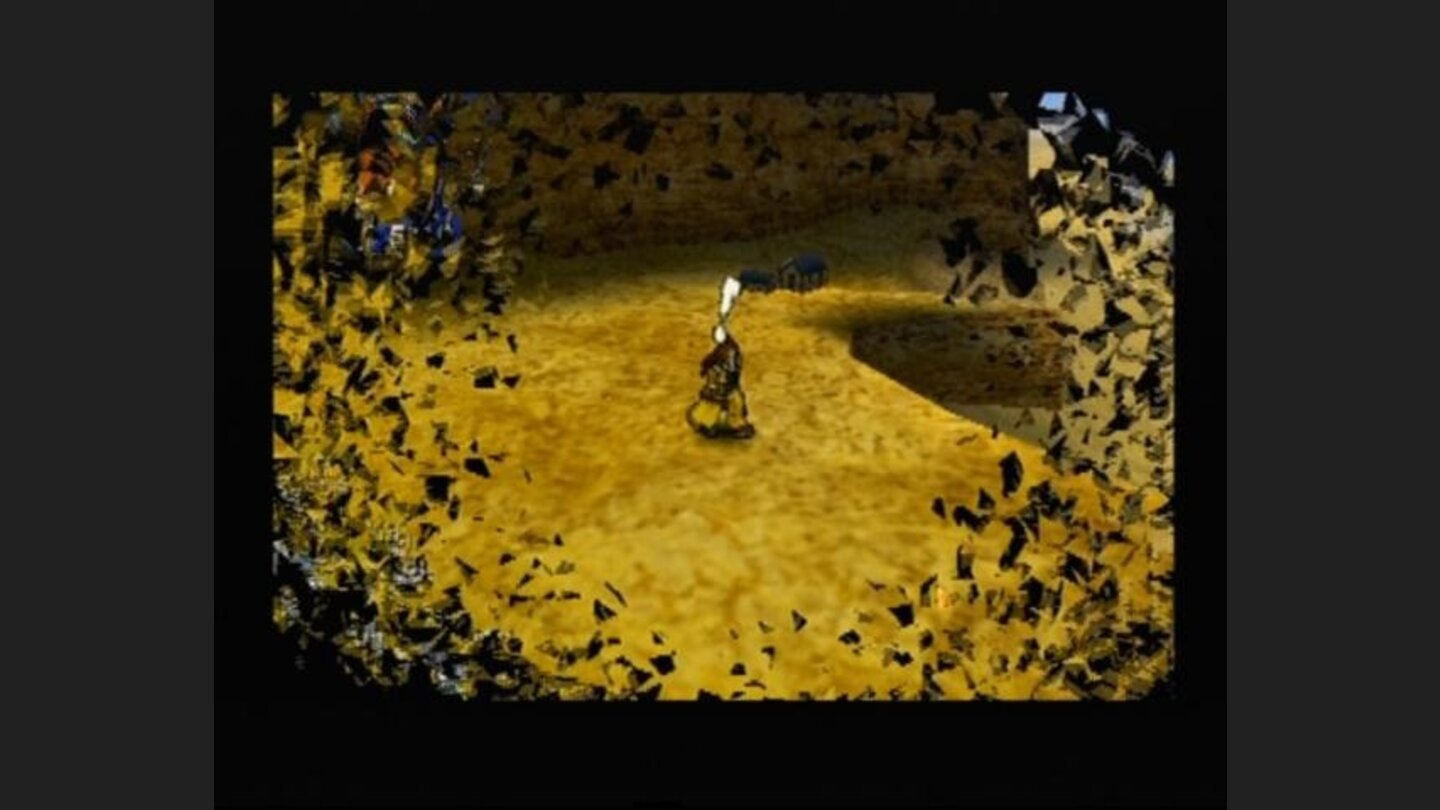 Exclamation point means random battle is to follow, though you may cancel it, but if not, screen will break into many pieces and bring you right into the battle