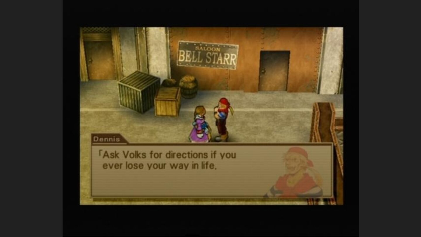 Talking to townsfolk (you can remove dialogue text to see clear character portrait at the press of a button)