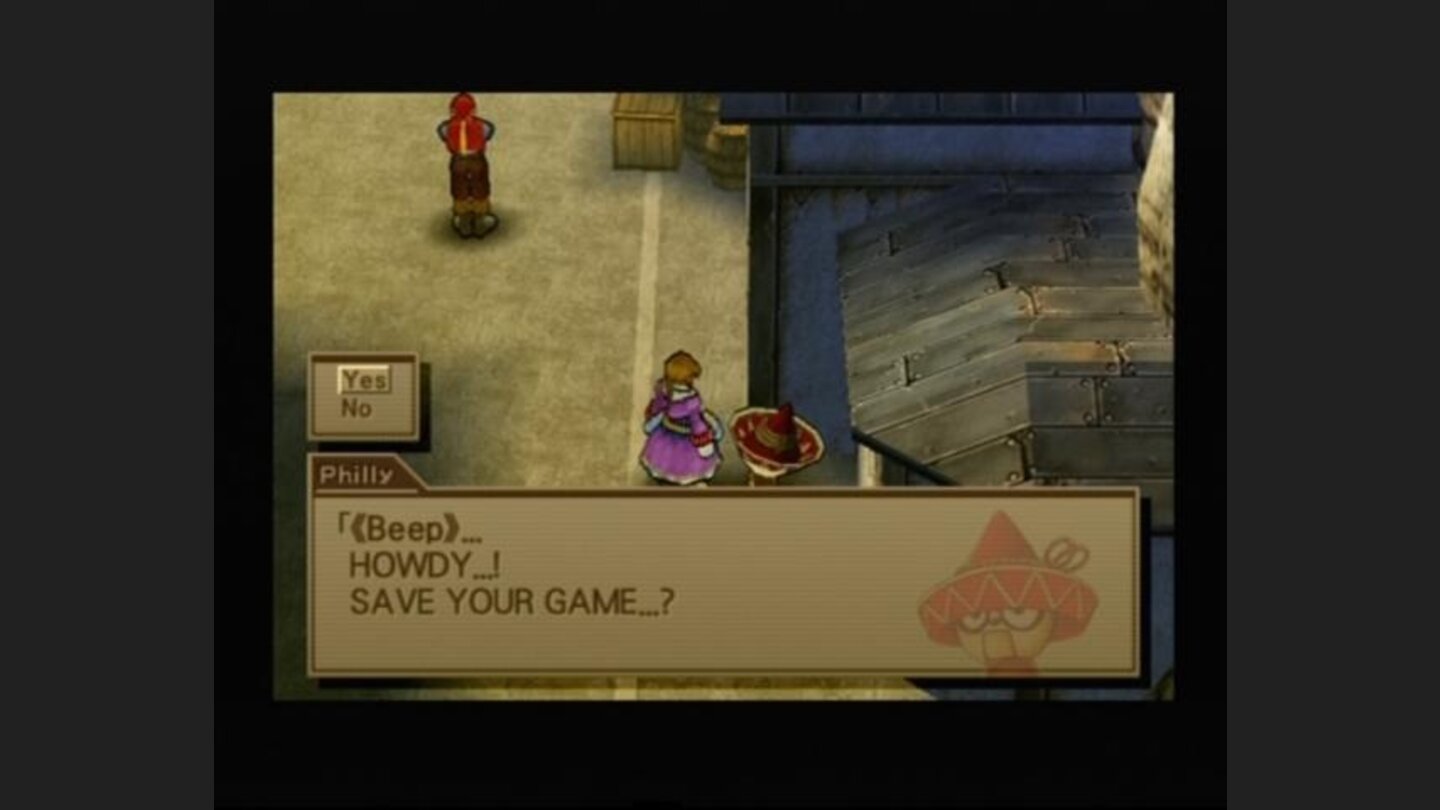 There are two ways to save your game, use gimmel coin which can save your game anywhere, or talk to little guy in sombrero which can be found in every town
