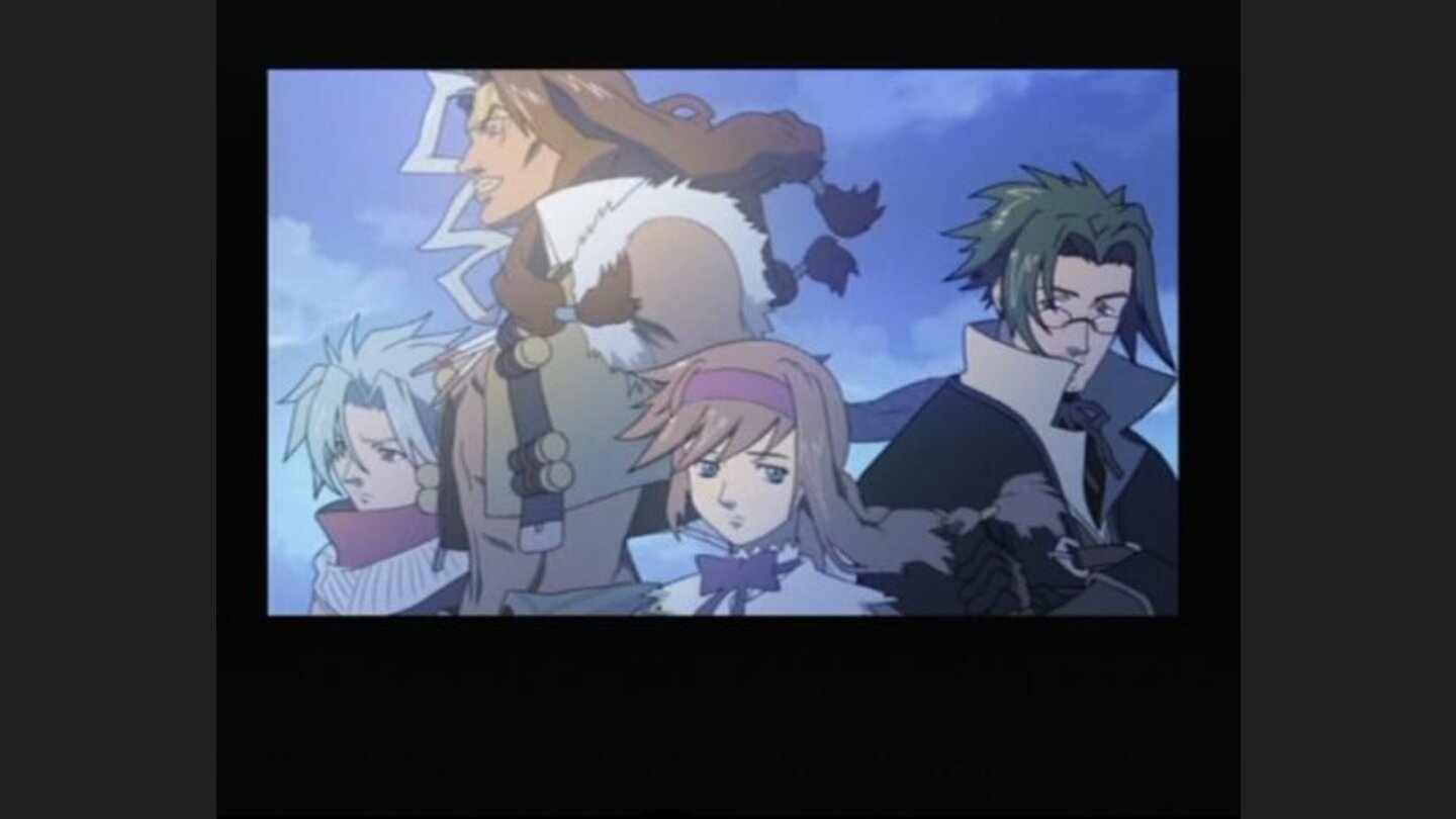 Opening video (not intro, this shows after youve passed certain point in the game whenever you load your progress) showing party members (from left to right, Jet, Gallows, Virginia, and Clive)