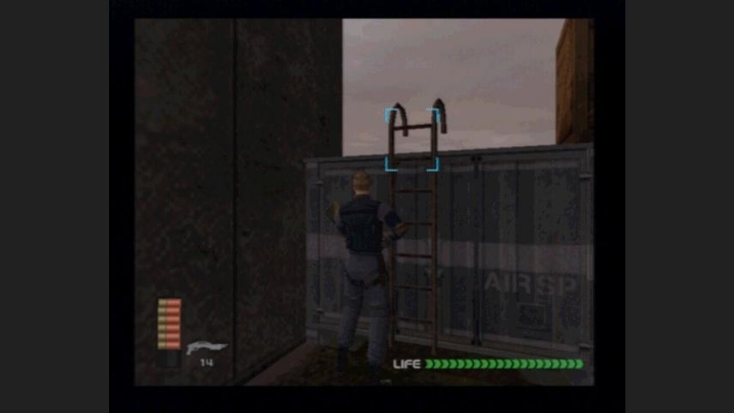 Blue flash indicates items you can take, or objects you may interact with.