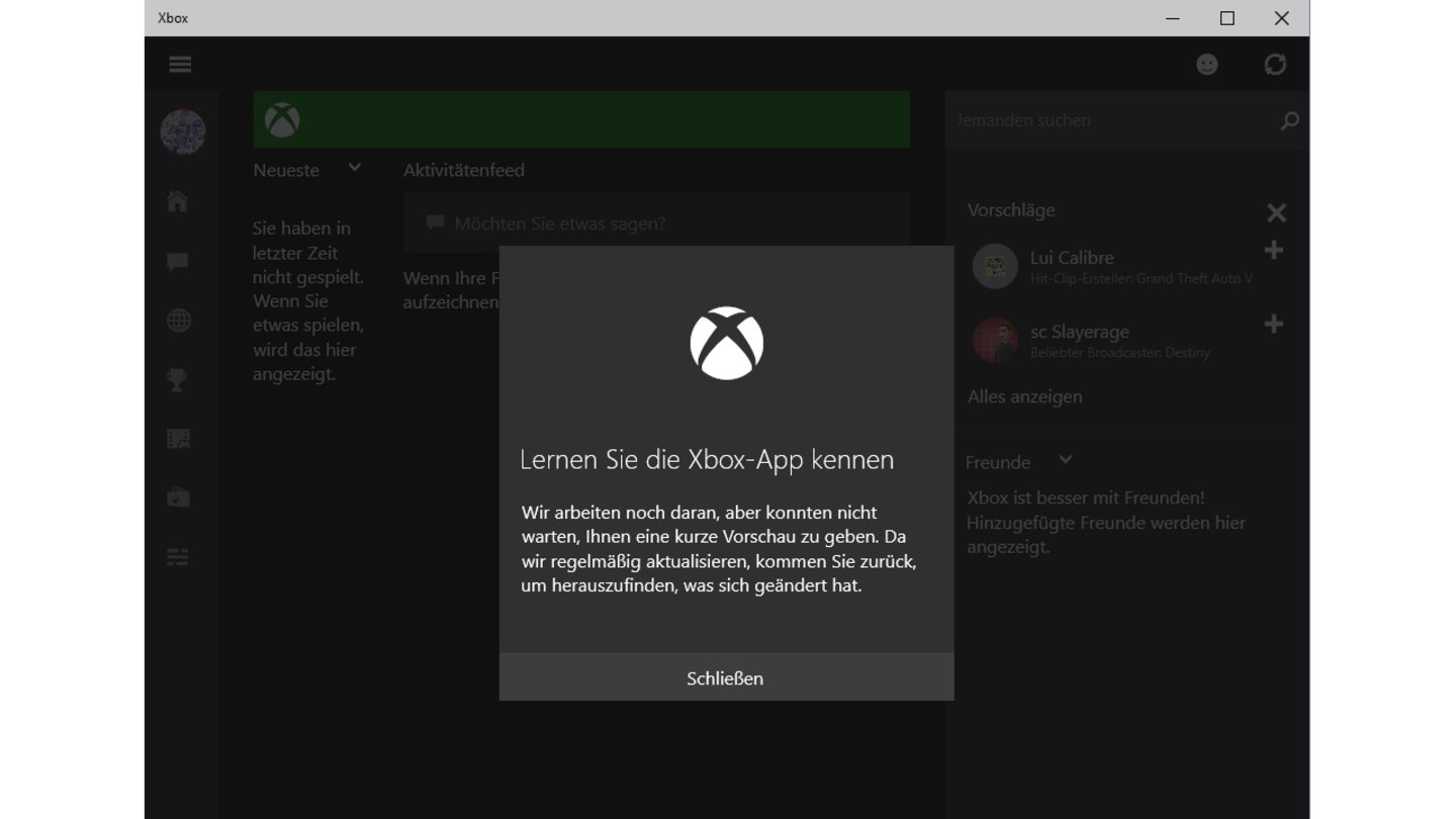 Apropos Apps: Die Xbox App für Windows 10 befindet sich noch in einer sehr frühen Phase, damit soll man aber unter anderem Konsolenspiele auf den Windows PC streamen können.