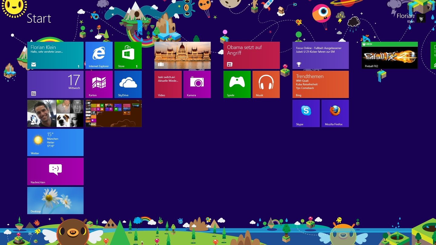 Windows 8
Microsoft liefert für den Metro-Startbildschirm eine Vielzahl an Hintergrundbildern mit. Einige davon sind - sagen wir etwas psychedelisch.