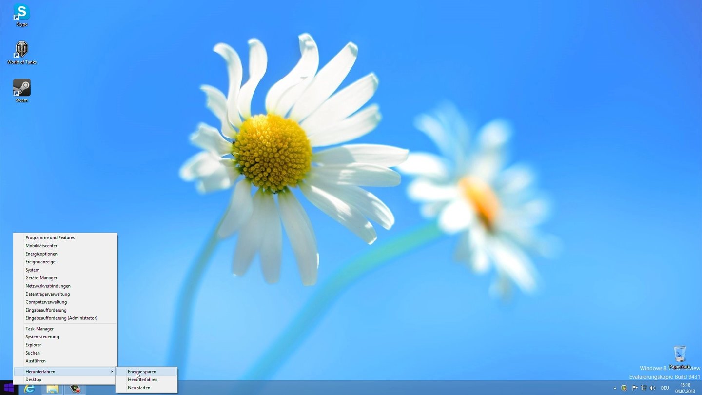 Windows 8.1 Schnellmenü