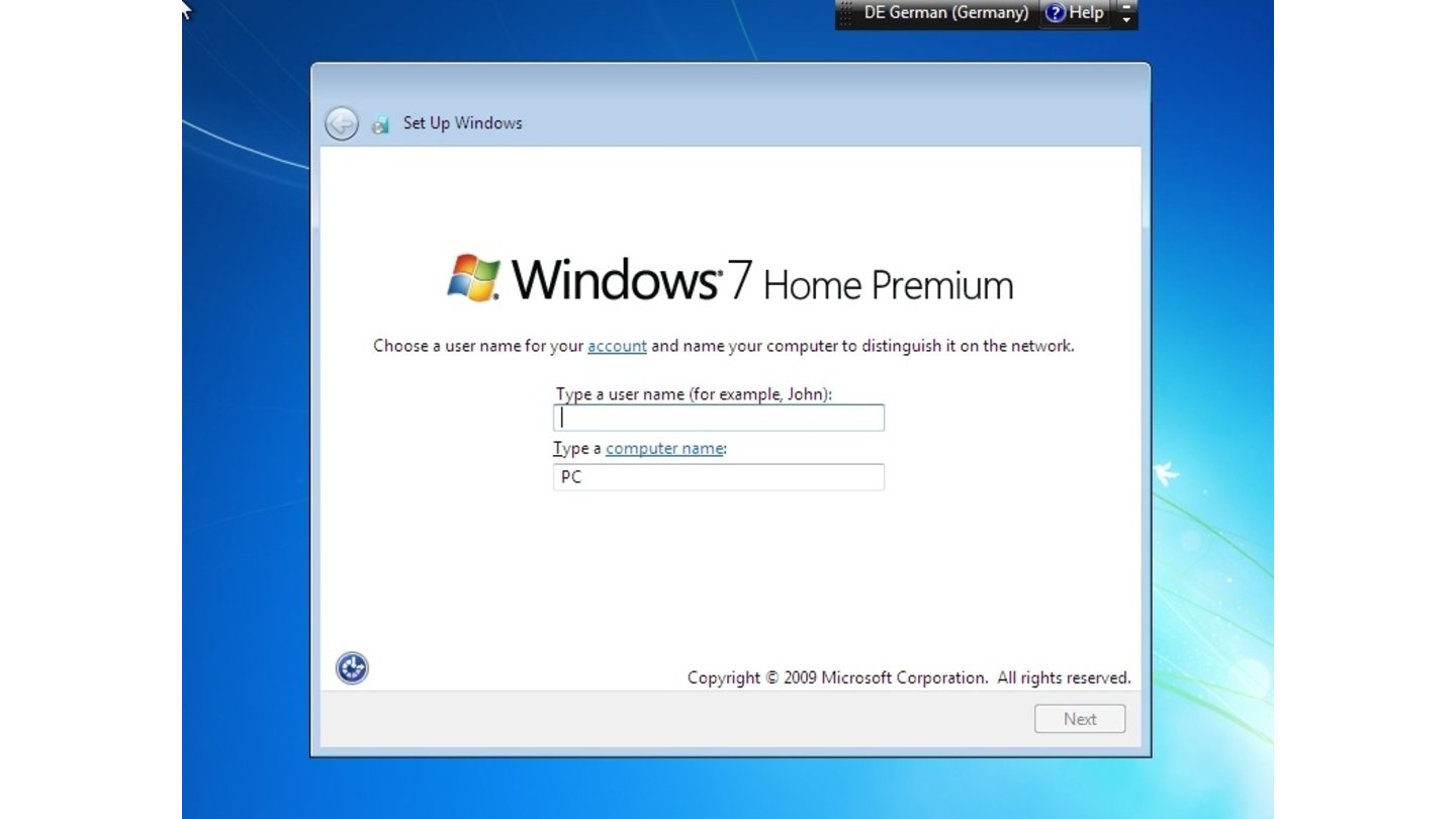 Anlegen des neuen Benutzers unter Windows 7