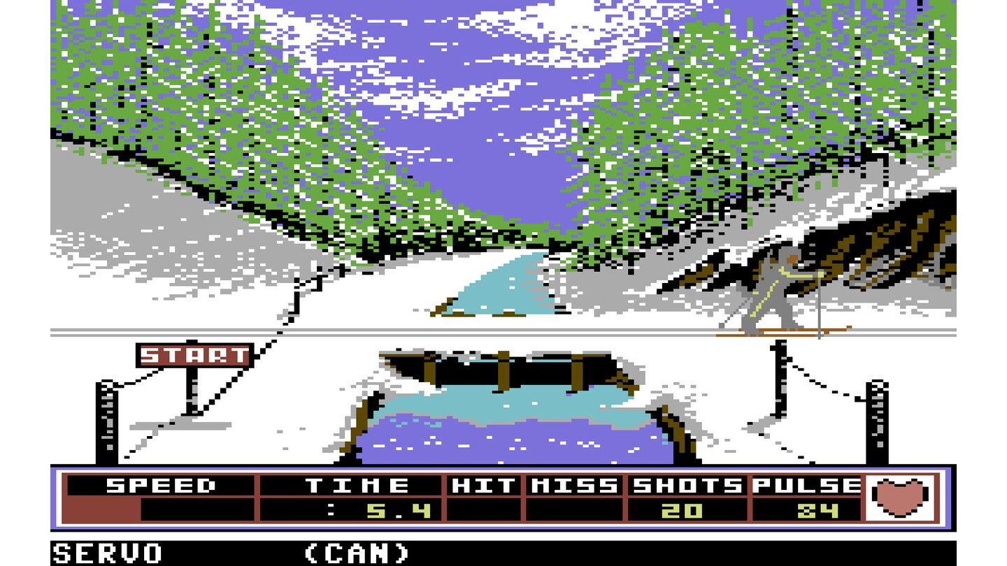 4. Winter Games (1985)Die frostige Variante von Decathlon, Summer Games & Co. bietet die Disziplinen Trickski, Biathlon, Eiskunstlauf, Bobfahren, Skispringen und Eisschnelllauf.