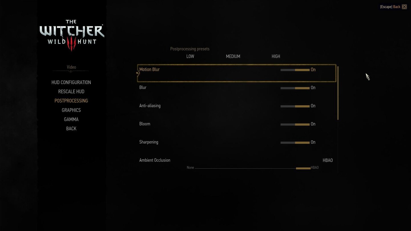 Witcher 3 - Technik -Menu 1