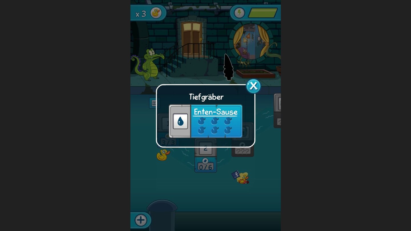 Wo ist mein Wasser? 2Eine Ausnahme bilden die Enten-Sause Levels. Hier geht es um schnelles Denken und es gibt bis zu sechs Enten zu sammeln.