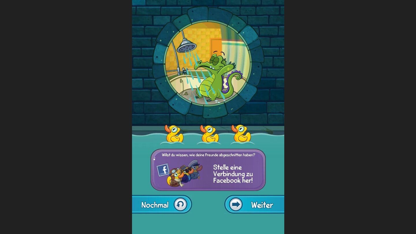 Wo ist mein Wasser? 2Drei Enten sind in den meisten Levels die Top-Bewertung. Wer auch die dritte Ente findet hat alle Tücken des Levels gemeistert.