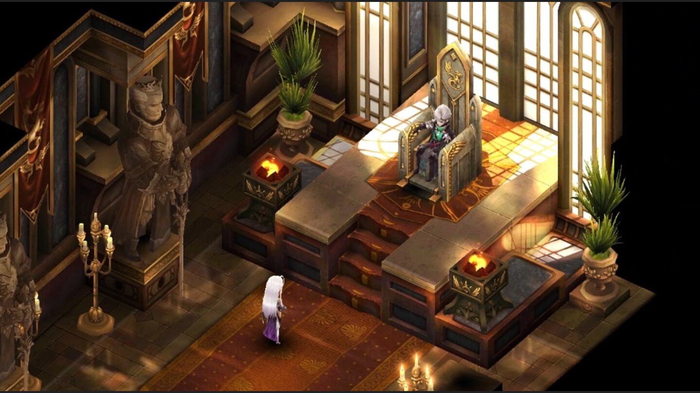 War of CrownPrinzessinnen im Thronsaal - der Stil erinnert an den Klassiker Final Fantasy Tactics.