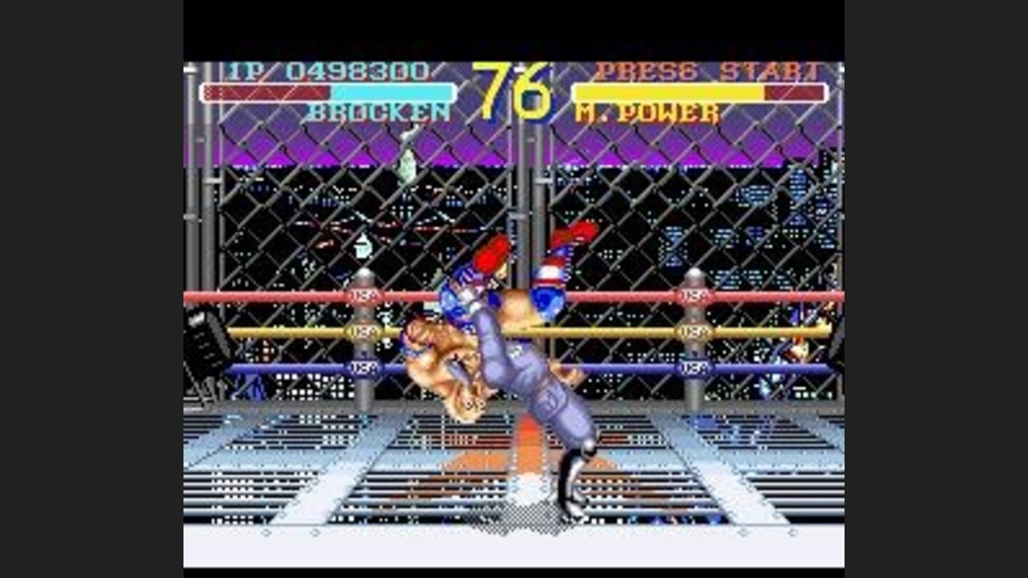 Brocken in a suplex with Muscle Power.
