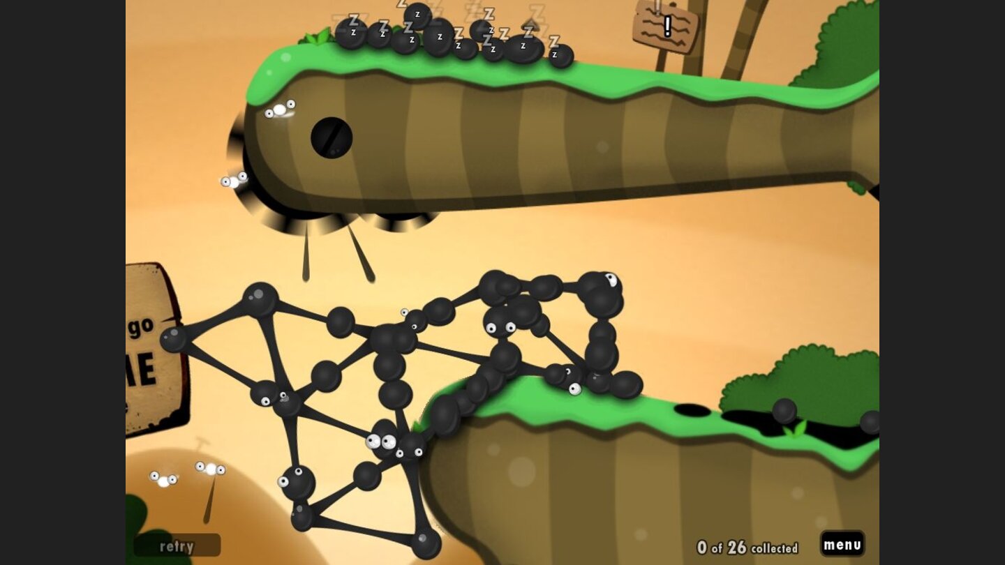 World of Goo Die Erfolgsgeschichte von World of Goo begann im Download-Bereich von Nintendos Wii-Konsole. Das innovative Spiel heimste zahlreiche Preise ein und begeisterte junge wie alte Spieler mit großartigem Artdesign und schöner, bisweilen melancholischer Musik. iOS-Spieler erhielten eine 1:1-Umsetzung der Goo-Reise. Der Ablauf des Titels ist nicht ganz einfach zu beschreiben. Grundsätzlich geht es darum, mit kleinen Bällen - den Goos - Brücken, Türme und Verbindungsstreben zu bauen. Das Levelziel besteht immer im Erreichen des Ausgangs. Dieser wird durch eine Art Staubsauger dargestellt und saugt nicht benutzte Goos in sich auf. Erschwert wird das durch eine vorgeschriebene Anzahl Goos, die übrig bleiben müssen. Die iPad-Fassung von World of Goo betrachten wir als die beste der erhältlichen Versionen. Sehr löblich: Für das iPhone hat man aufgrund des viel kleineren Bildes Hilfestellungen und Extrafunktionen eingebaut. Unsere Wertung: 88% - +raquo; Test zu Modern Combat 3: Fallen Nation lesen