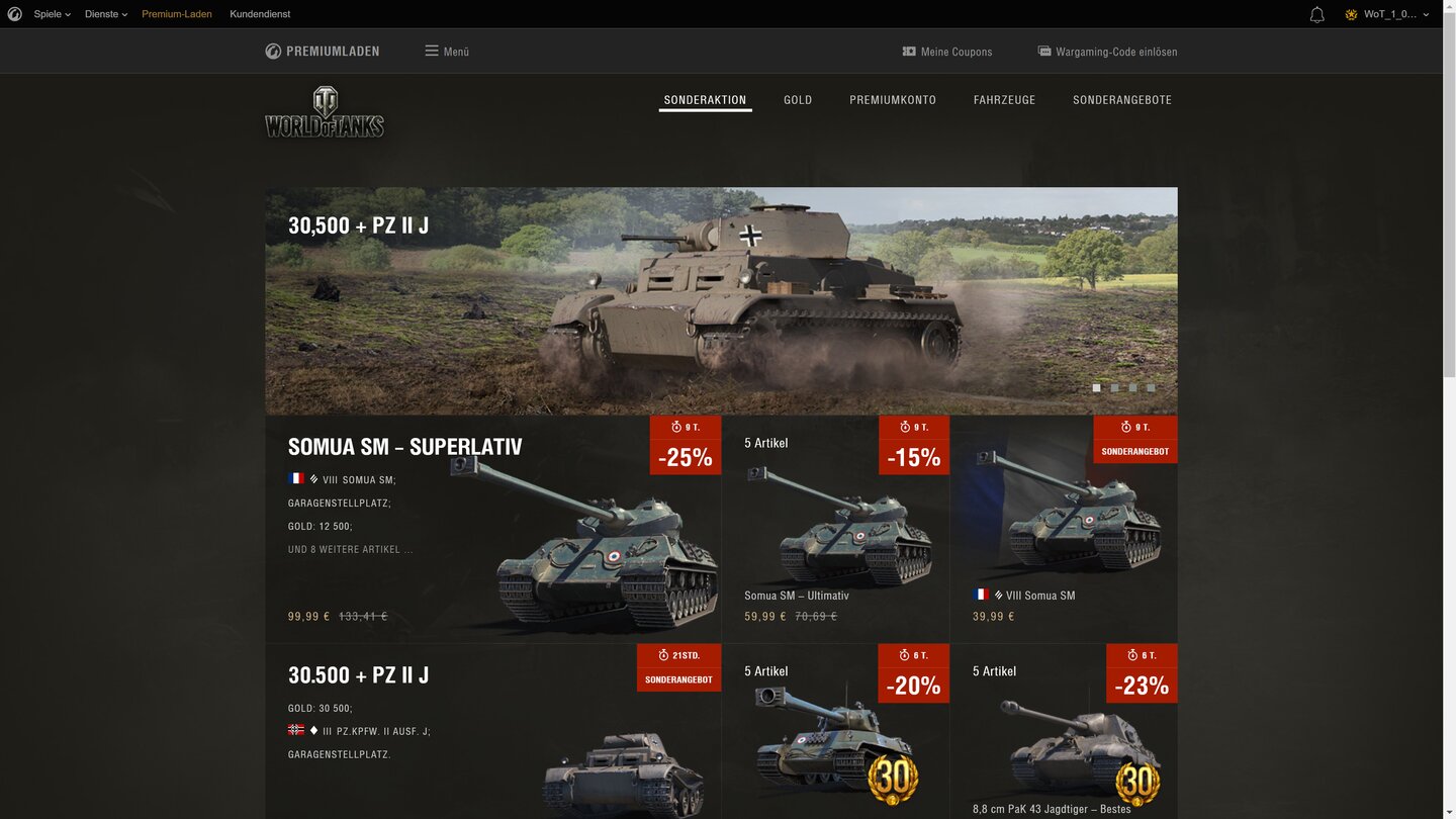 World of Tanks 1.0Mit Premium-Account und Goldpanzern lassen sich deutliche Vorteile erkaufen.