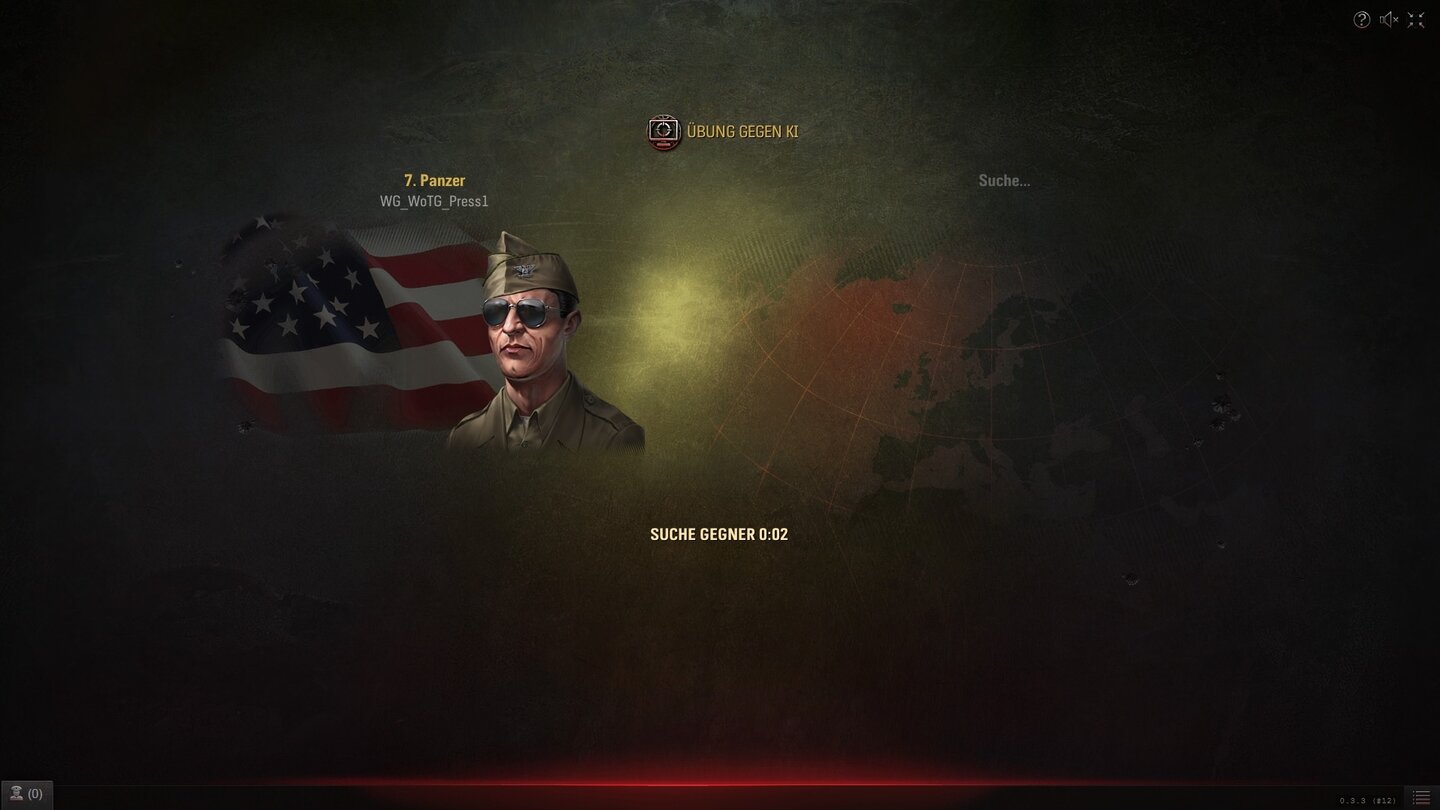 World of Tanks GeneralsDas Matchmaking geht im Allgemeinen recht fix vonstatten - vor allem, wenn wir wie hier gegen eine Übungs-KI antreten.