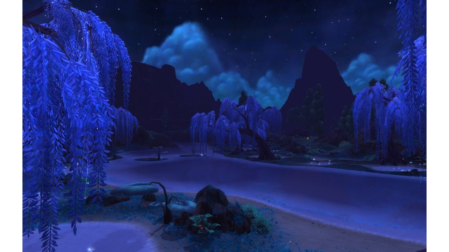 World of Warcraft: Warlords of DraenorAuch wenn Draenor ein rauer, gefährlicher Ort ist, bieten Gegenden wie das Schattenmondtal hin und wieder solch idyllische Ansichten.