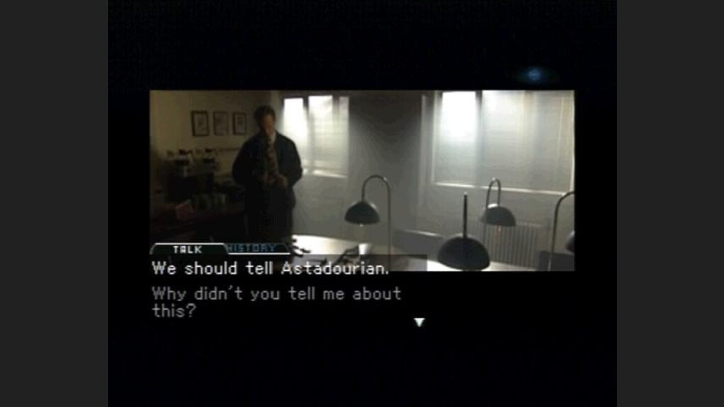 A typical dialogue screen, talking to your comrade.