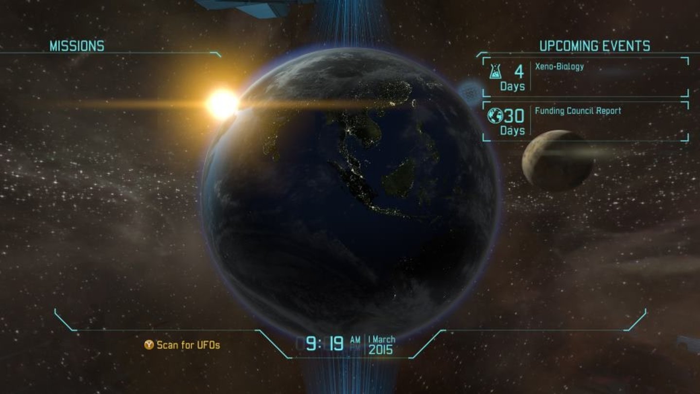 XCOM: Enemy UnknownAuf der Strategiekarte (Geoscape) planen wir Einsätze, fangen Ufos ab und stellen uns mit den Regierungen der Welt gut.