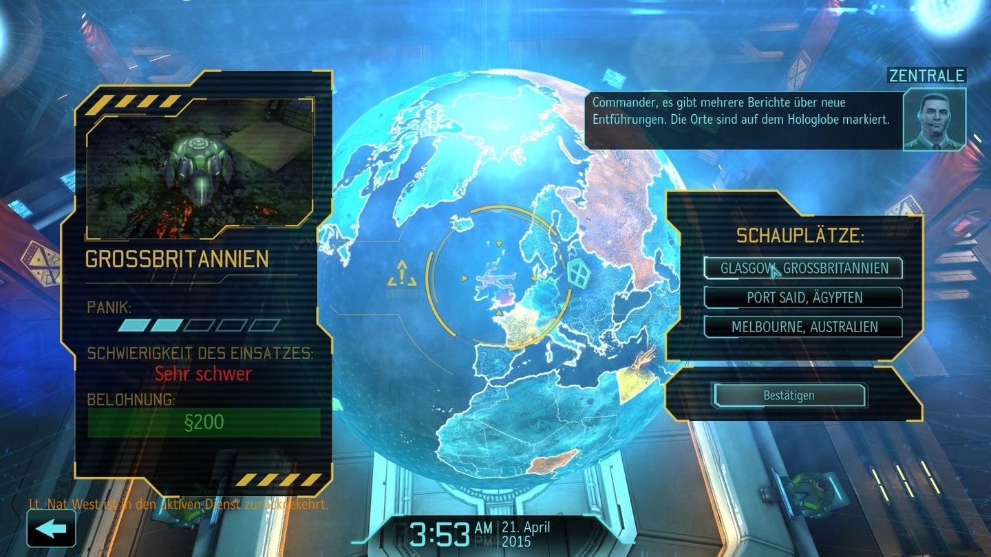 XCOM: Enemy UnknownEntführungen passieren immer an drei Orten gleichzeitig; wir müssen uns also für einen davon entscheiden.