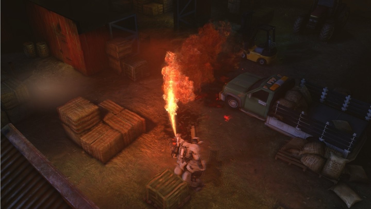 XCOM: Enemy WithinZu den neuen Waffen gehört auch ein Flammenwerfer mit Flächenschaden - in Interviews vor dem Release des Hauptspiels 2012 hatte Firaxis noch davon gesprochen, dass eine solche Waffe nicht ins Spielkonzept passe.