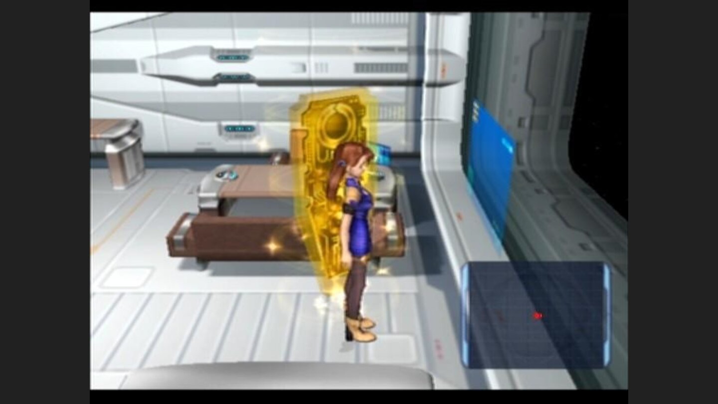 These yellow floating shapes Shions standing through are actual save points
