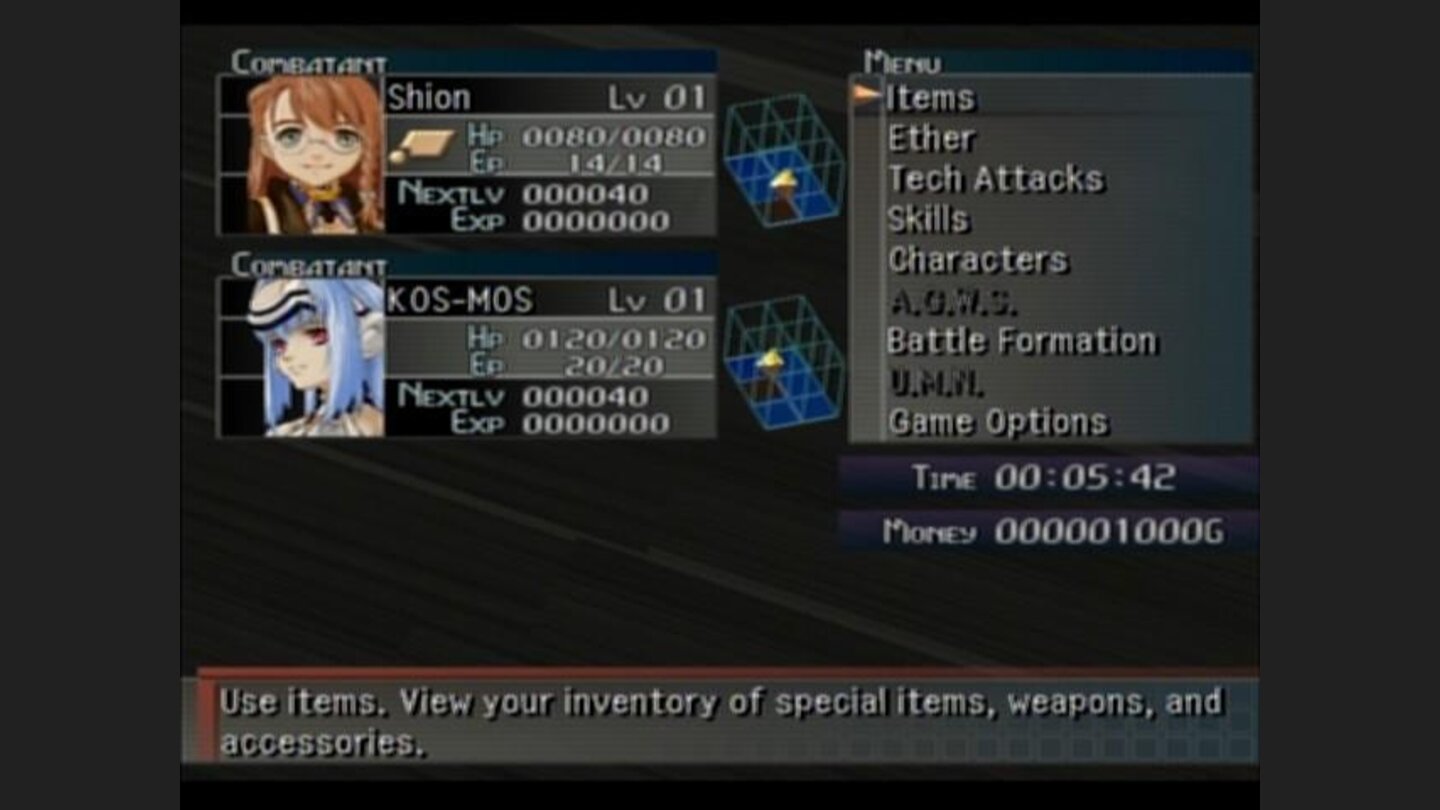 You can call up the menu to check on your characters when not in battle
