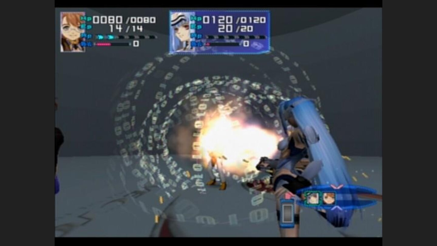 KOS-MOS utilizing highly devastating tech attack