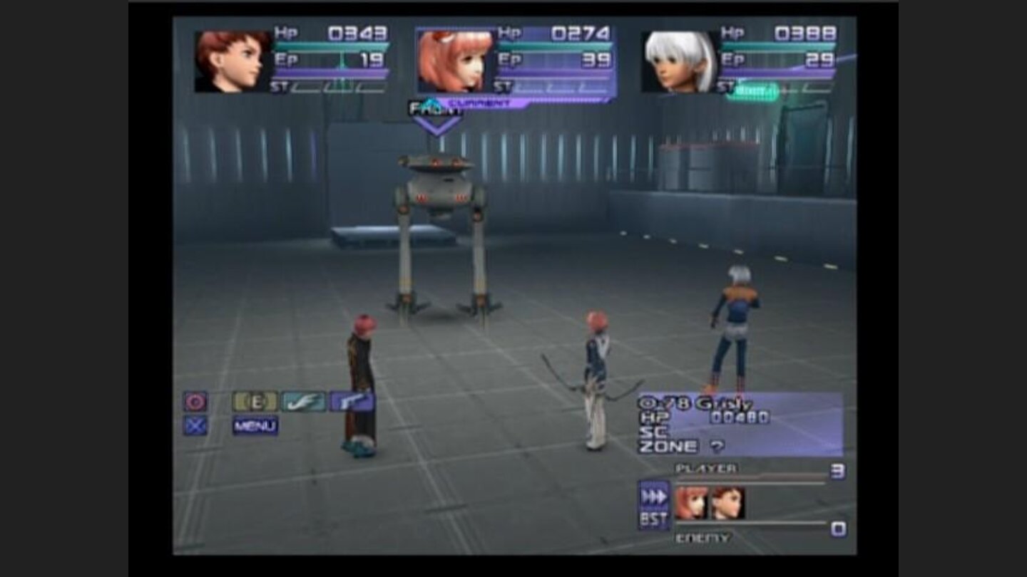 Chaos, MOMO, and Jr. against a regular M-class enemy