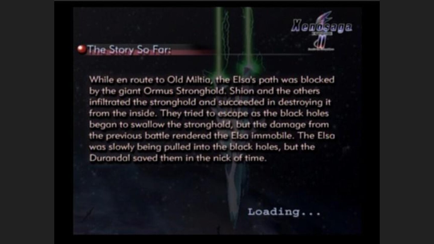 Whenever you load one of your saved files, you get the story thus far to help you with some forgotten facts