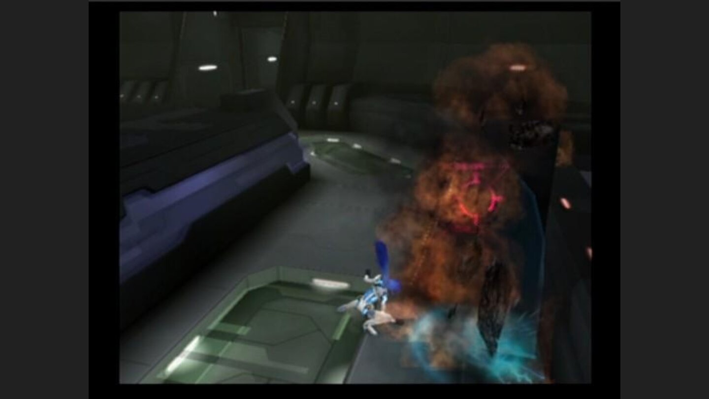 KOS-MOS destroying everything that can be destroyed in hope to find some hidden items