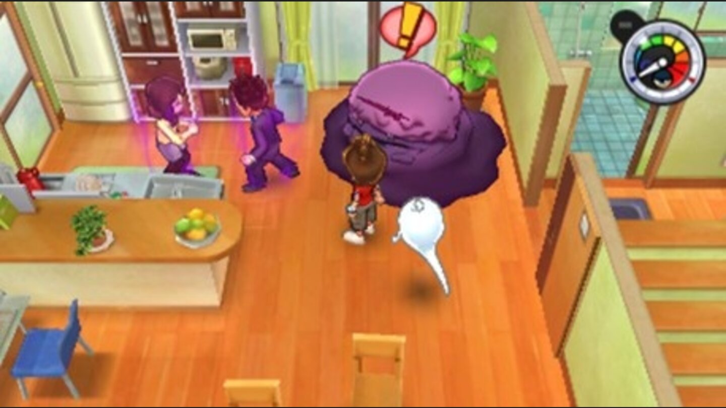 Yo-Kai WatchAnfangs beobachtet ihr einen Streit eurer Eltern, für den ein Yo-Kai verantwortlich ist.