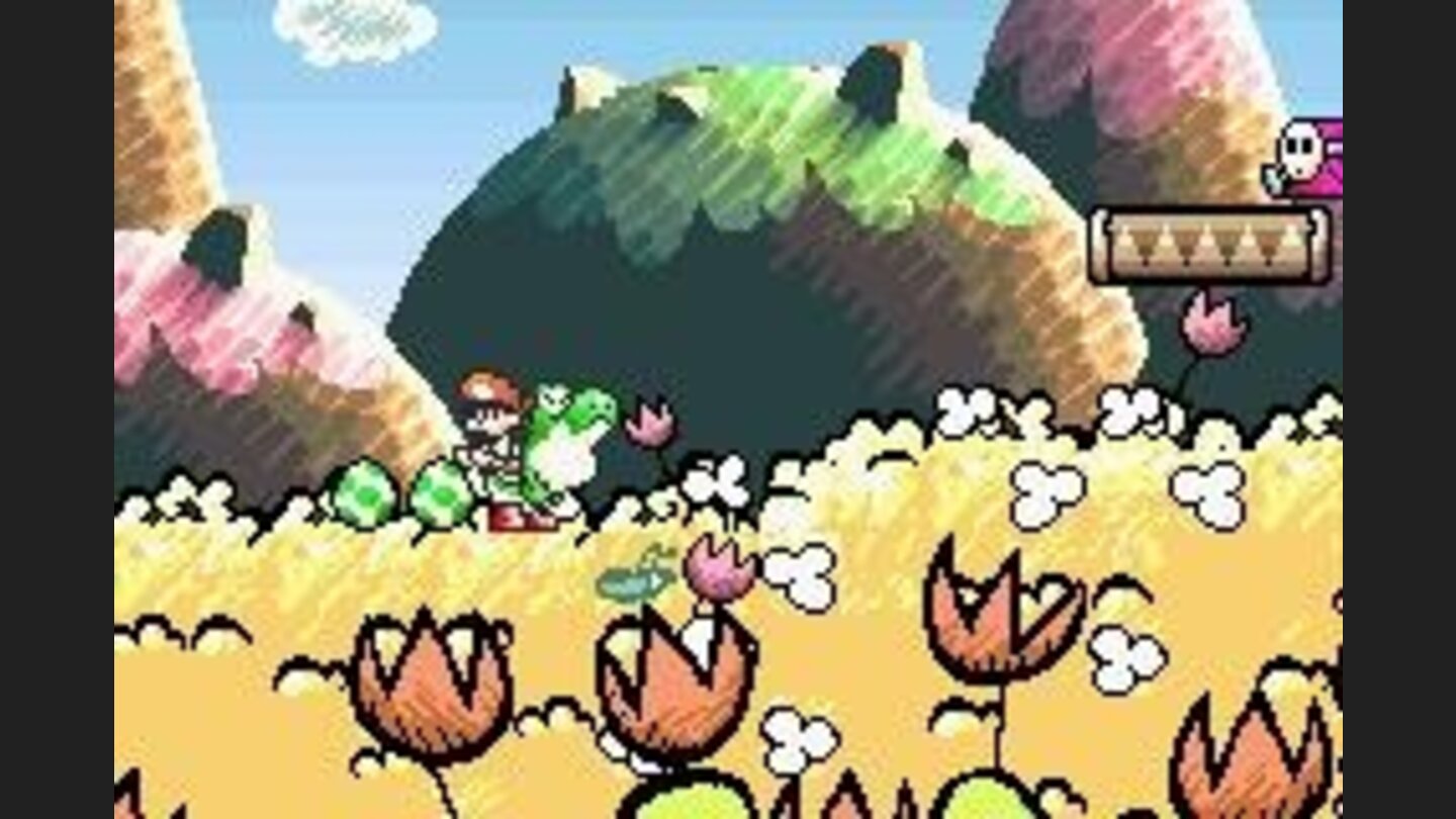 Yoshi swallows various enemies and makes eggs out of them.