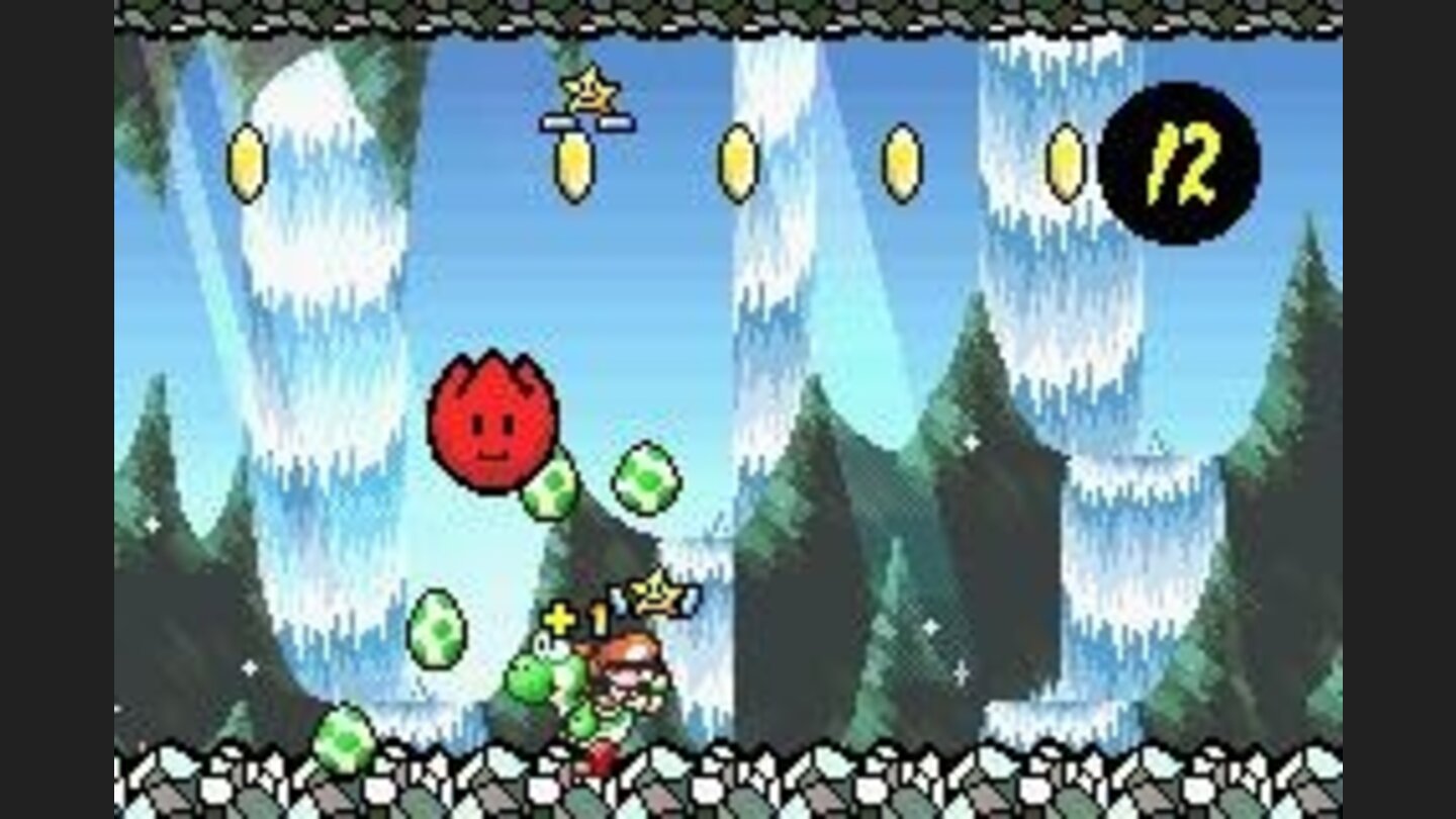 The plant spits out little star dudes and coins when Yoshi throws an enemy or an egg in it.