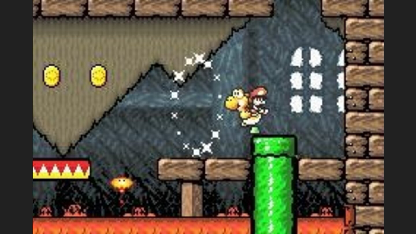 After going through a ring of stars like this, Yoshi can start the level from that point if he dies.