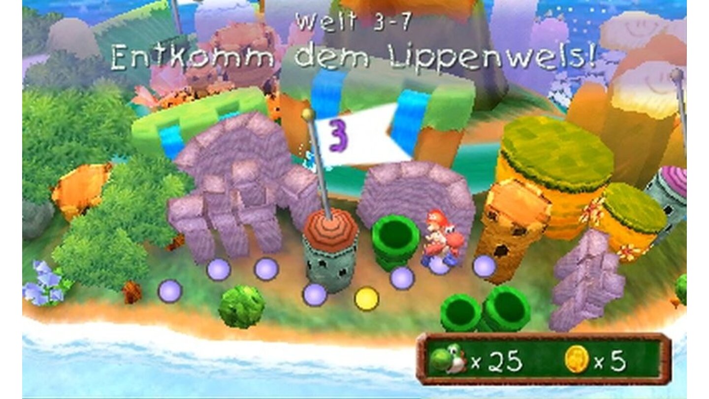 Yoshi's New IslandDie Weltkarte ist so bunt, wie man es von einem Nintendo-Jump&Run erwartet.