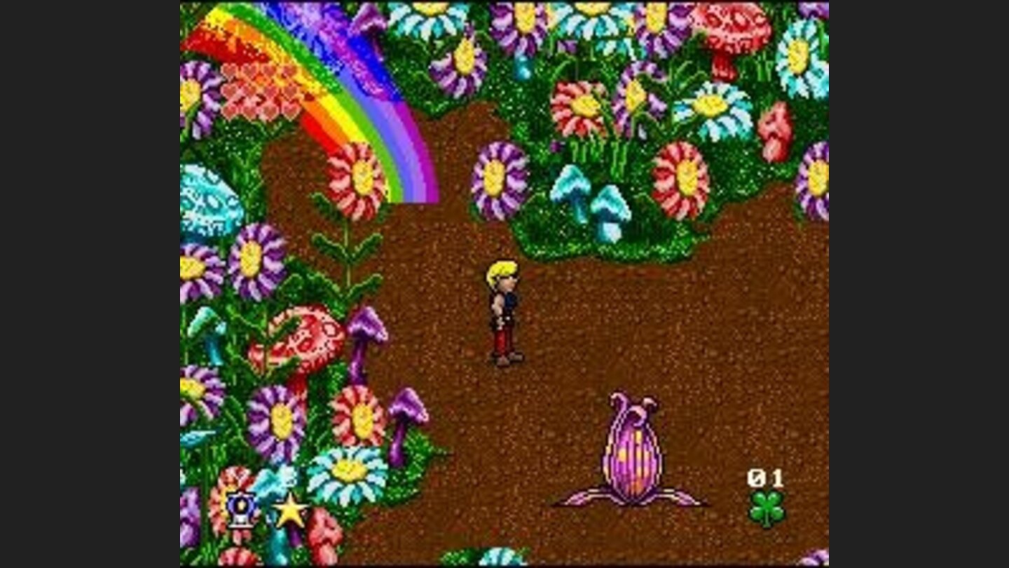 ... Rainbow Land. The big flowers serve as teleports.
