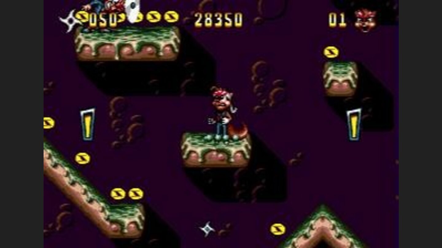 Zero fights two bosses, while standing on a platform