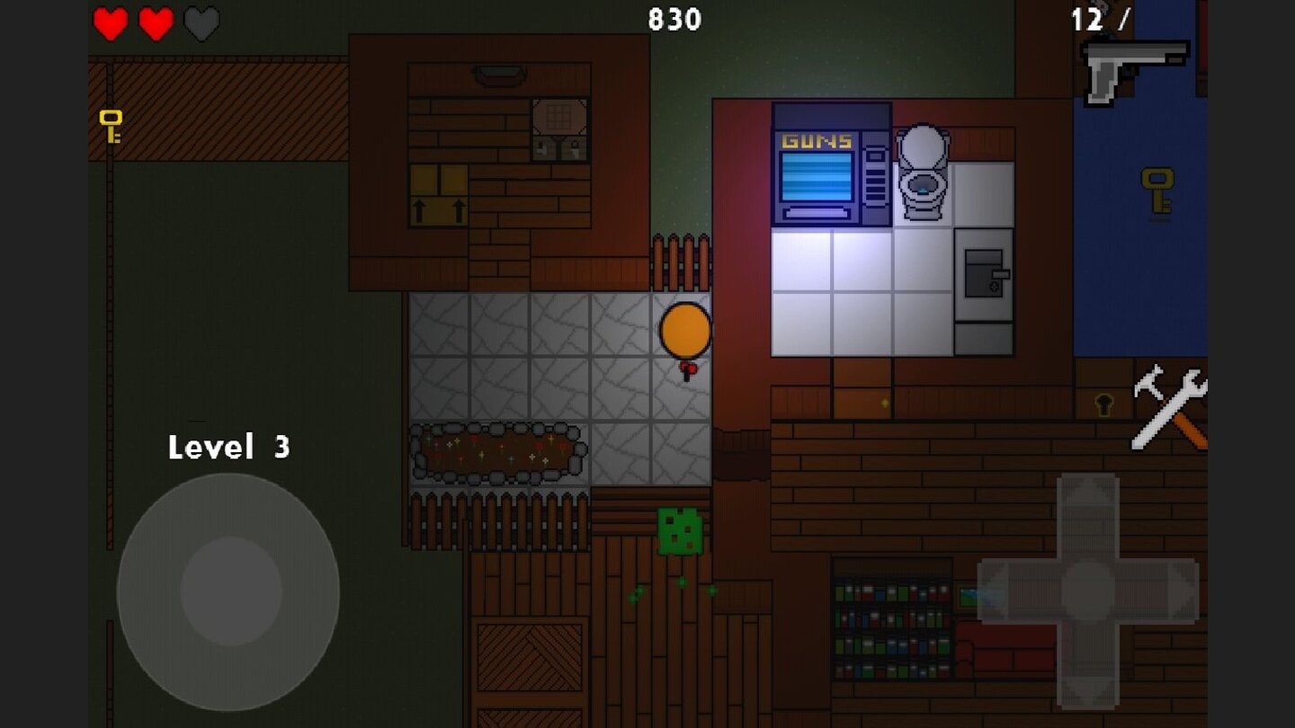 Zombie CubesHat man die richtigen Türen geöffnet, kann man sich an einem Automaten auch neue Waffen kaufen.