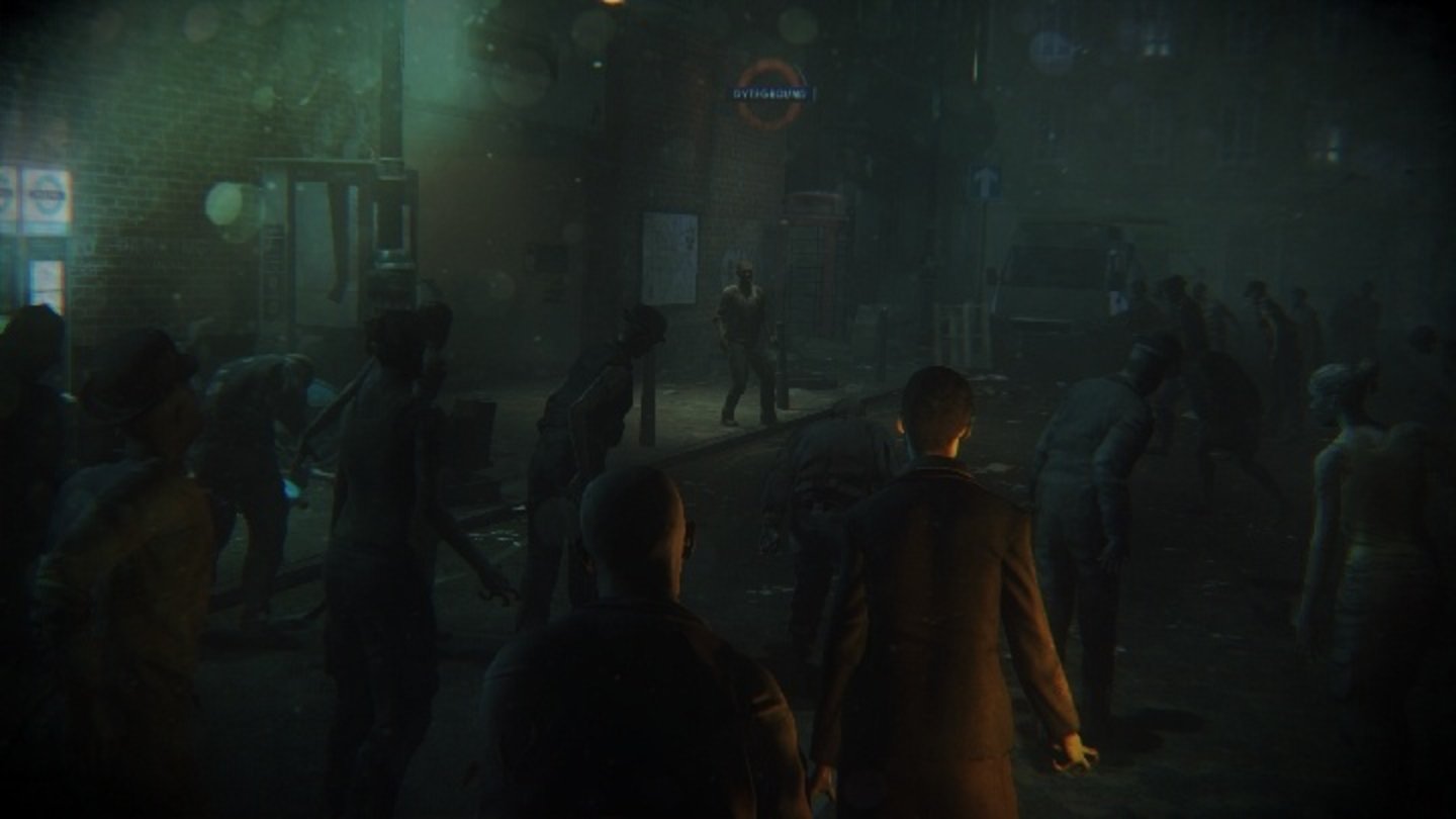 ZombiUDie Straßen Londons gehören den Zombies. Wir ziehen uns dagegen in die Sicherheit der dunklen Ubahnschächte zurück.