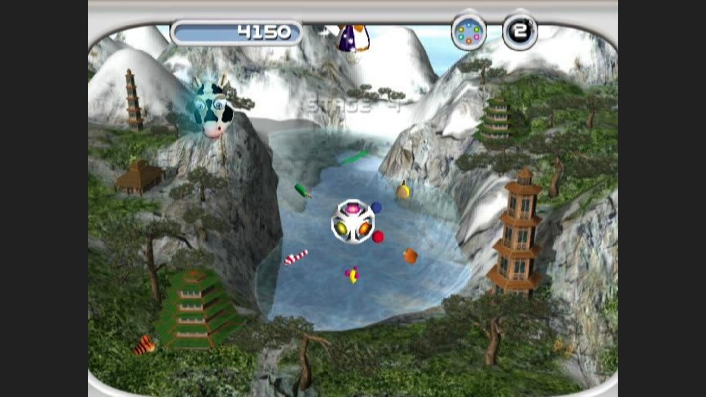 The lighting of the backgrounds changes slowly.