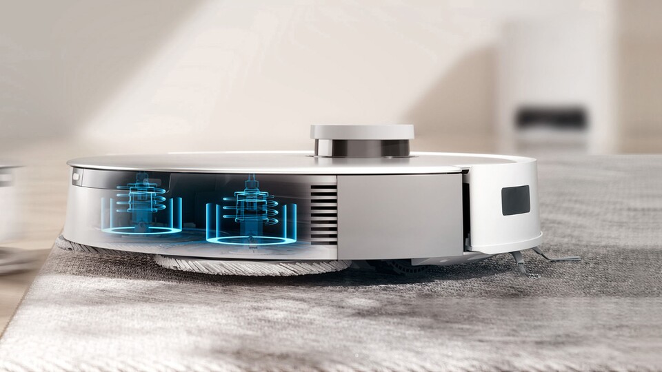 Die zwei Wischmopps wischen (oder rubbeln) sehr gut und werden bei Teppichen angehoben.