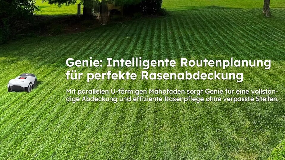 Das Mähergebnis ist herausragend - ihr könnt sogar das Muster festlegen. Die Bahnen werden sauber gefahren und fünf Messer sorgen für saubere Schnittkanten.