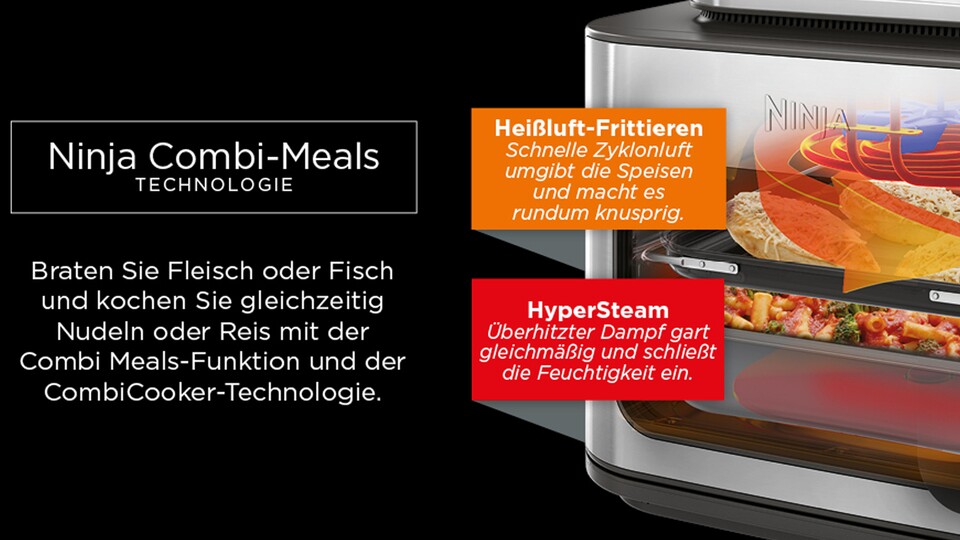 Heißluftfrittieren und Dämpfen zugleich – der Ninja Combi schafft, was sonst nur in der Profiküche geht.
