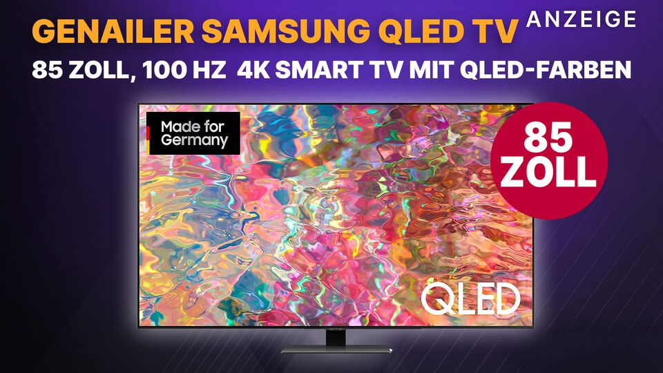 Gigantischer 85 Zoll Smart TV mit QLED, 100 Hertz und HDMI 2.1 - Heimkino der Extraklasse!