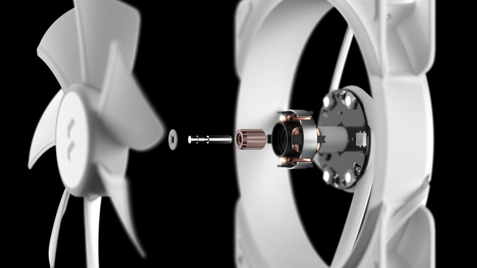 Der Motor und das Lager eines Lüfters im Detail. (Quelle: Fractal Design)
