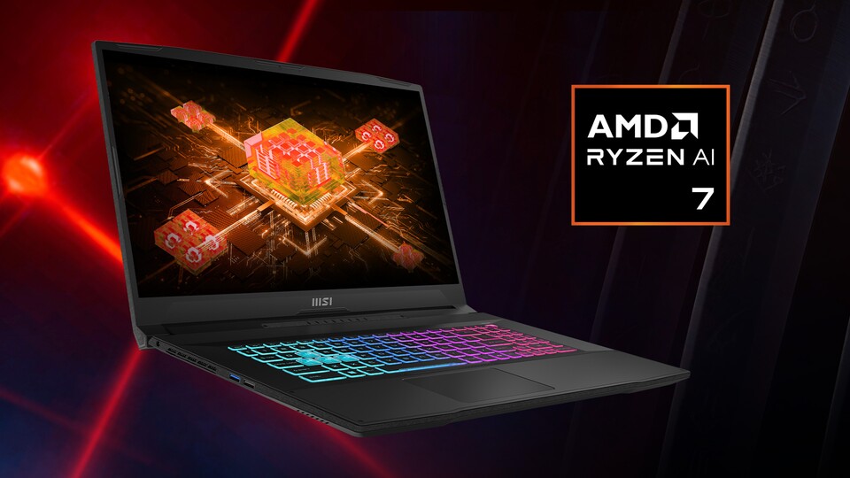 Der AMD Ryzen™ 7 8845HS Prozessor mit Ryzen™ AI bringt den Katana A17 AI in Fahrt.