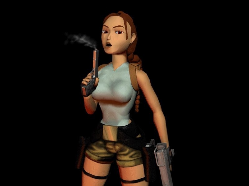Lara Croft auf einem der ersten Artworks von 1996.
