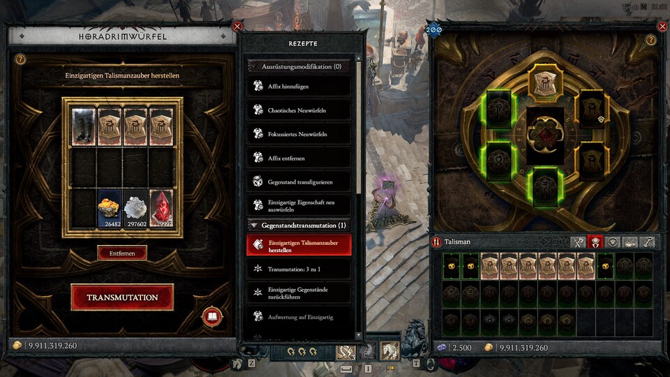 Aus Unique-Stiefeln wird ein spezieller Unique-Talismanzauber.